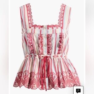 Damson Madder Amaya Embroidered Stripe Peplum Top